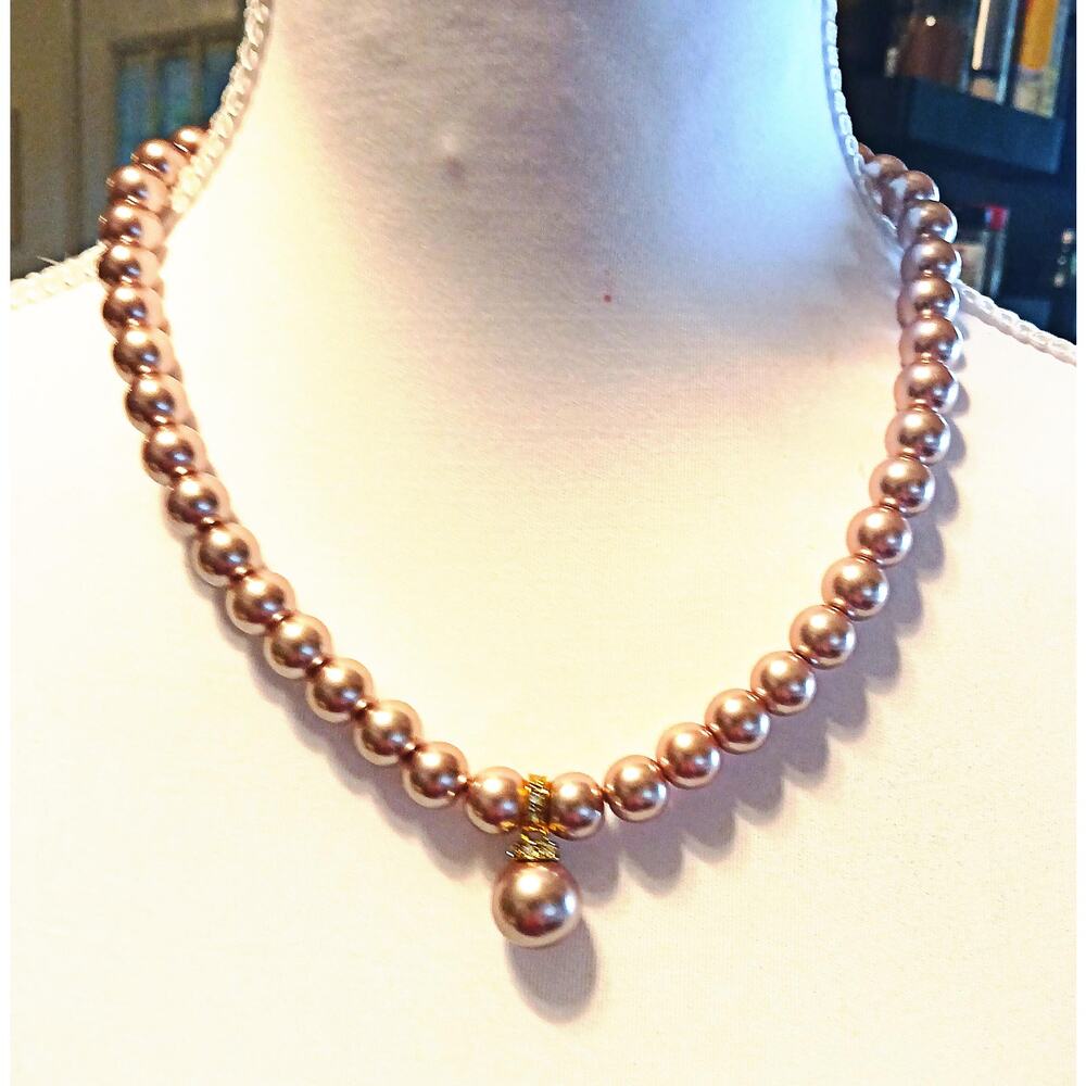 Vintage Pink Glass Beaded Necklace